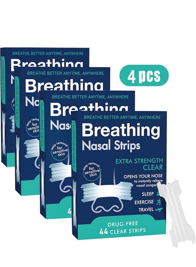 Breathe Right Anti-snoring Breathing Nasal Strip Starter Kit (176 Count) - Boost Oxygen , Reduce Snoring, Improve Sleep Quality - Sweat Resistant, Skin Safe Nasal Strips, Drug-Free Snoring Solution & Nasal Congestion Relief Caused by Colds & Allergies (Clear) - Image 1